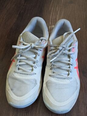 Asics White Athletic Sneakers with Pink Accent